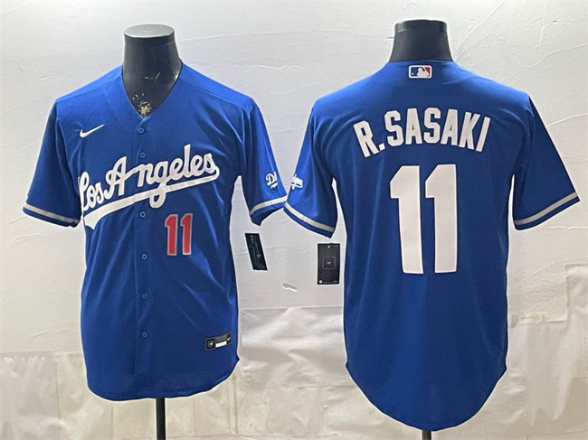 Men's Royal Los Angeles Dodgers #11 Roki Sasaki Alternate Stadium Stitched Baseball Jersey